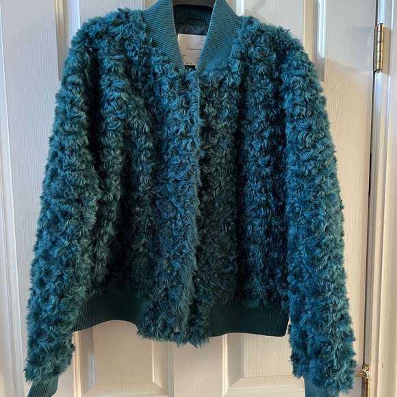 Anthropologie Jackets & Blazers - Anthropologie Curly Faux Fur Jacket in Teal. Large. Like New.